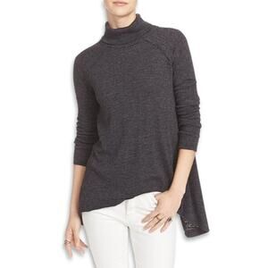 Free People "We The Free" Blouse Space Dye Turtleneck Split Back Gray Women's S
